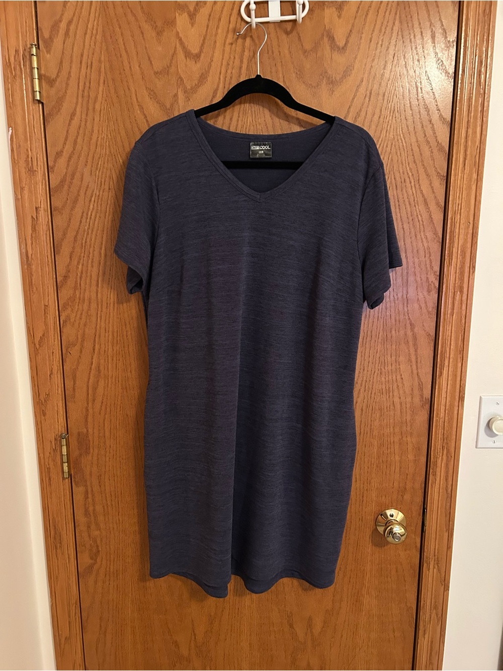 32 Degrees Short Sleeve Shift Tunic Dress - Navy Blue